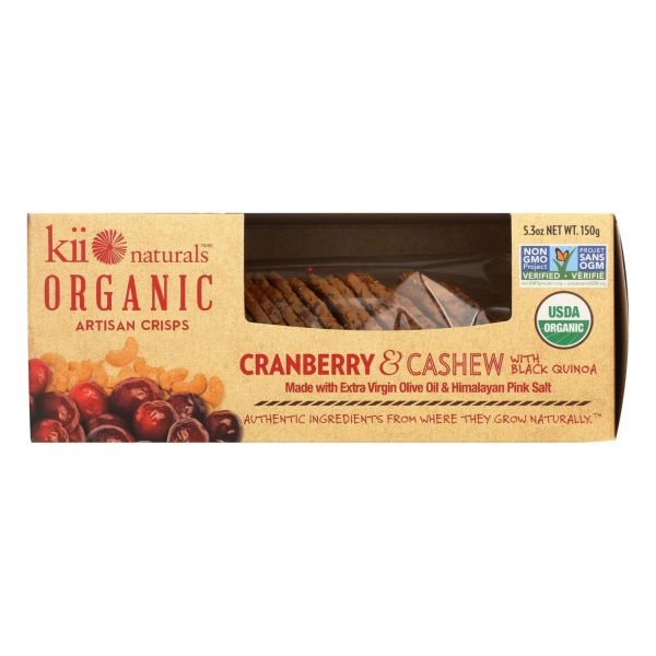 Kii Naturals Organic Cranberry Cashew Artisan Crisps Case Of 6 5 3 Oz Organic Basic Food