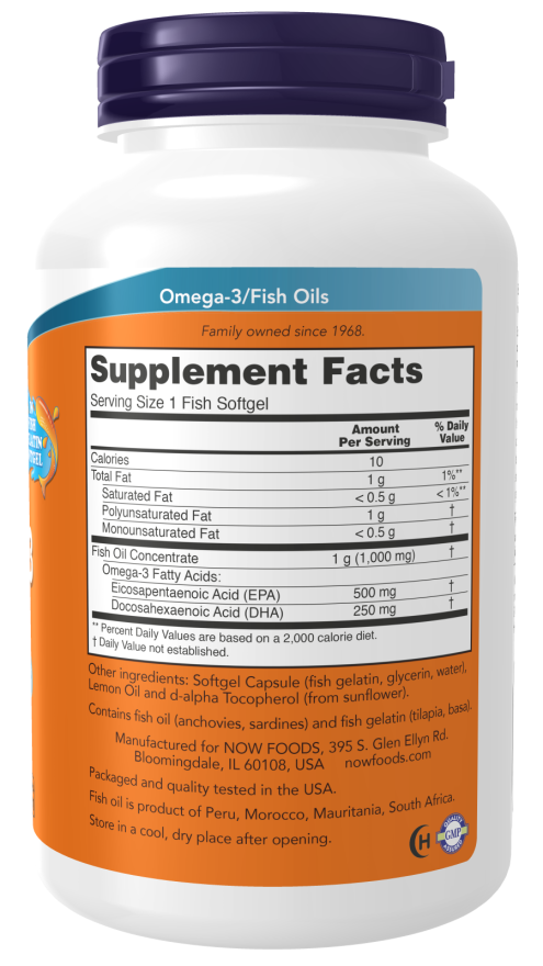 NOW Foods Ultra Omega 3 500 EPA 250 DHA 180 Fish Softgels