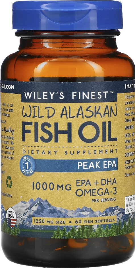 Wiley's Finest, Wild Alaskan Fish Oil, Peak EPA, 1,000 mg, 60 Fish