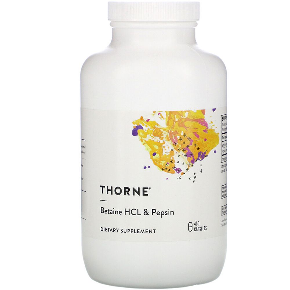 Thorne Research Betaine HCL & Pepsin 450 Capsules - Organic Basic Food